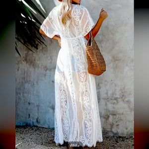 Long lace kimono robe / beach cover up brand new